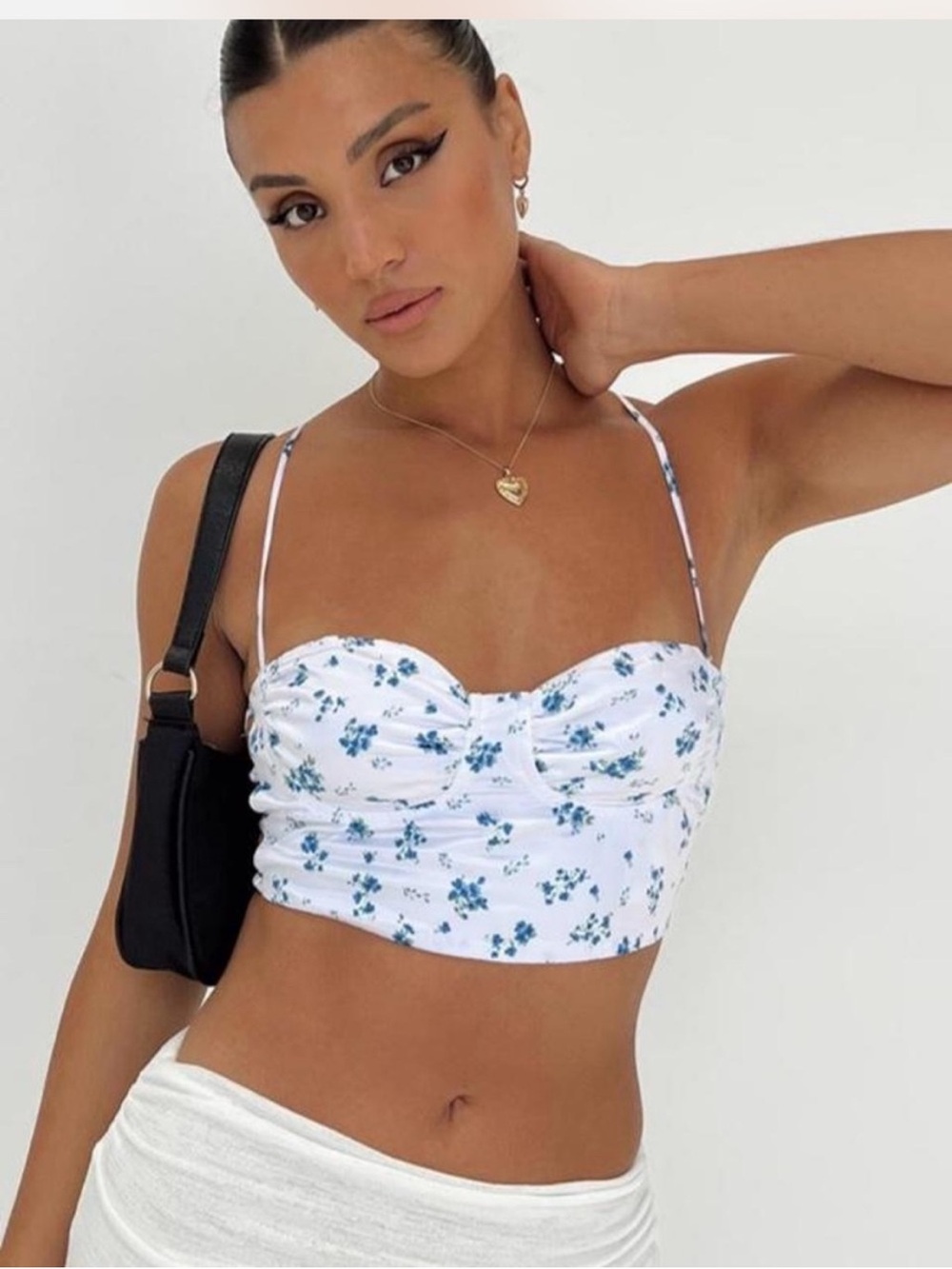 Princess Polly Durrell Blue Floral Corset Crop Top Lace Up NWT Size 4